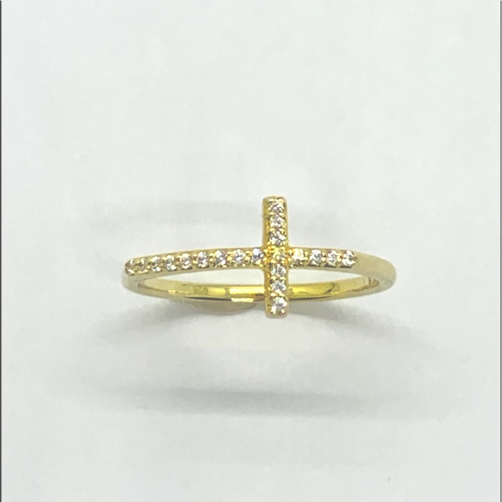Sterling silver fashion ring jewelry cross CZ